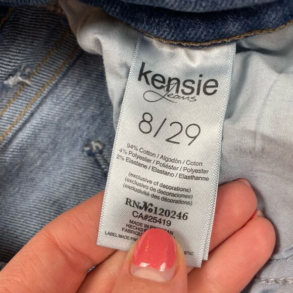 Kensie Womens 8/29 Jeans Blue Vintage Luxe Straight Leg Medium Wash Distressed - Picture 7 of 7